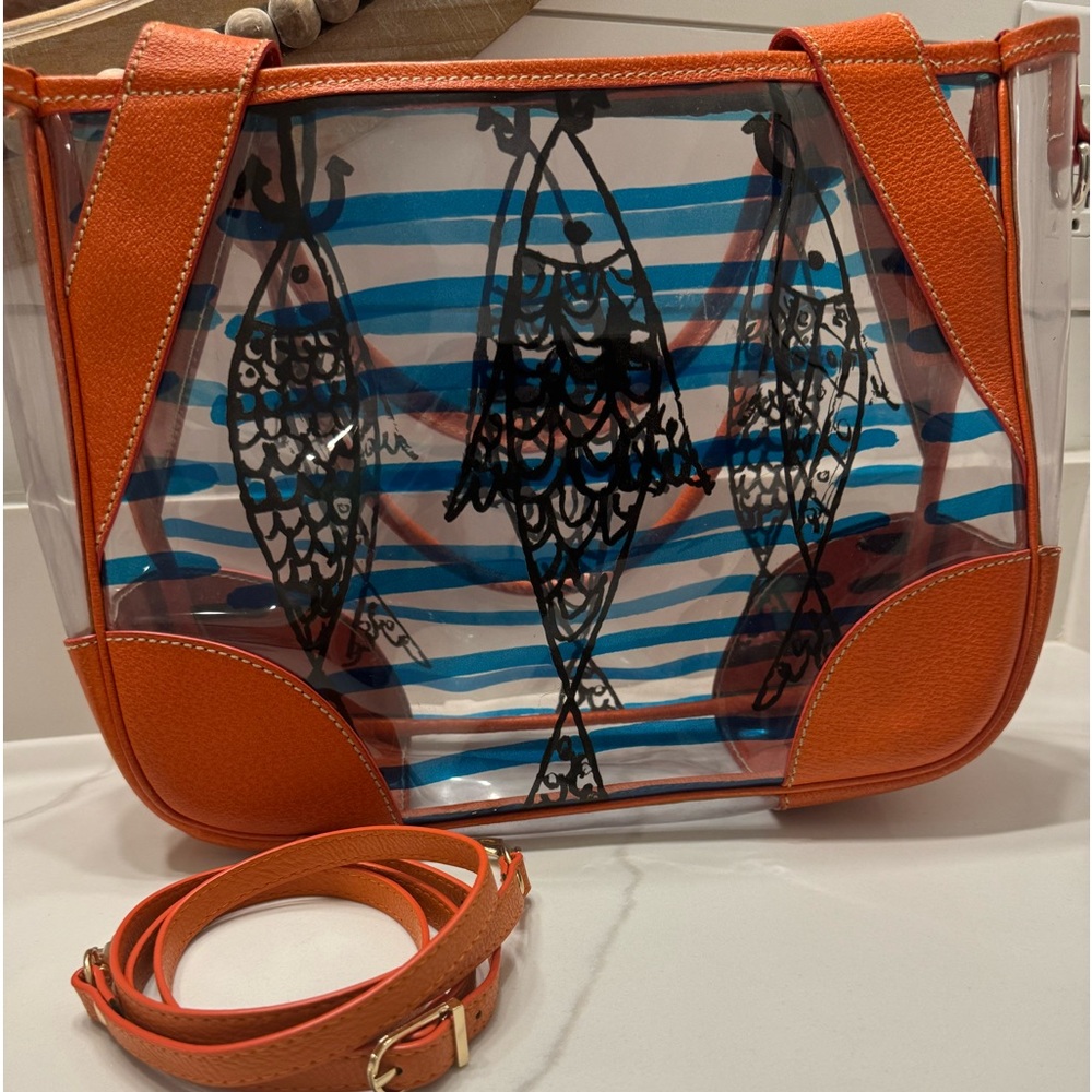 PRADA orange /clear top handle bag with original strap